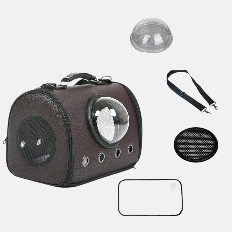Sac de transport pour chat avec hublot – Design élégant en cuir PU