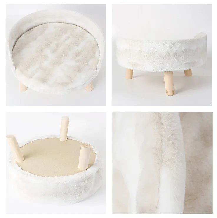 Lit surélevé en bois pour chat - Design scandinave