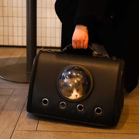Sac de transport pour chat avec hublot – Design élégant en cuir PU